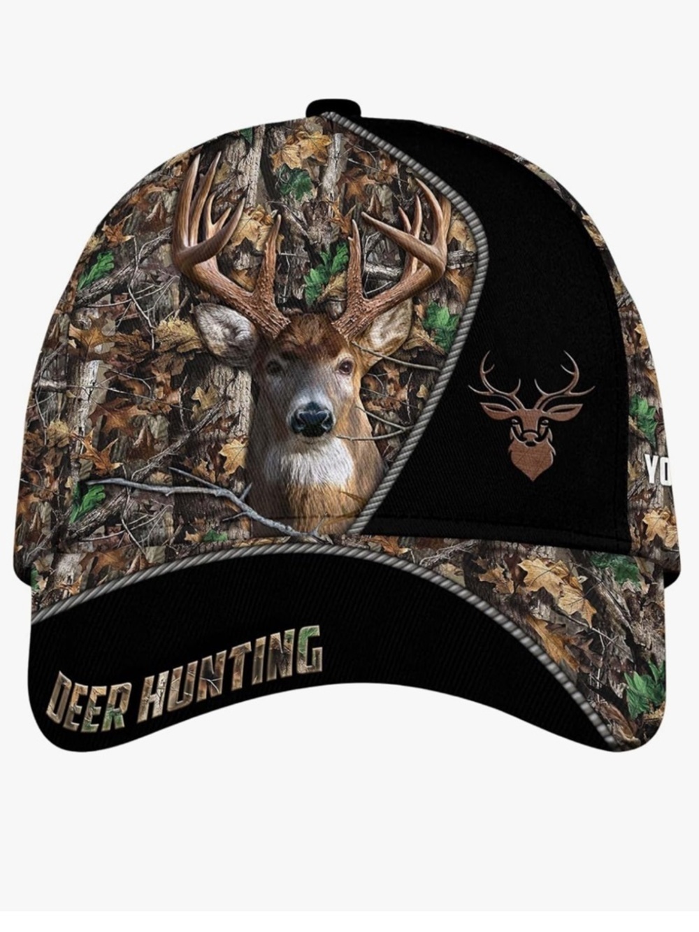 Deer Hunting Camo Trucker Hat - Brown & Green Unisex One Size